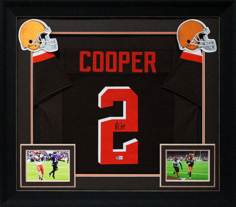 Amari Cooper Authentic Signed Brown Pro Style Framed Jersey BAS Witnessed
