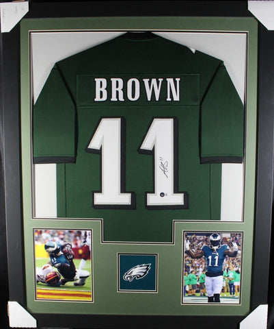 A.J. BROWN (Eagles green TOWER) Signed Autographed Framed Jersey Beckett