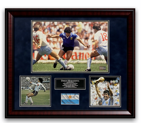 Diego Maradona Signed Autographed Photo Custom Framed to 20x24 Icons