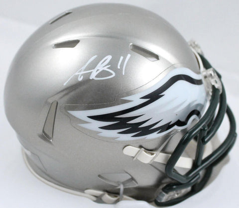 AJ Brown Autographed Philadelphia Eagles Flash Speed Mini Helmet-Beckett W Holo