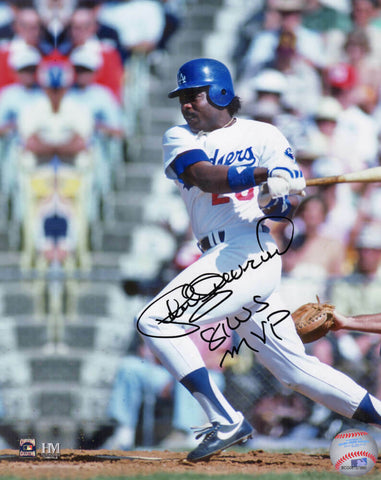 Pedro Guerrero Signed Dodgers Swinging Action 8x10 Photo w/81 WS MVP - (SS COA)