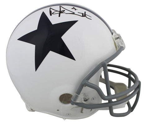 Cowboys Dak Prescott Signed White Throwback Proline Full Size Helmet BAS Witness