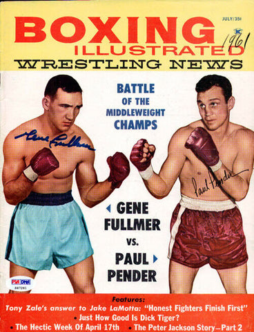 Gene Fullmer & Paul Pender Autographed Boxing Illustrated Cover PSA/DNA S47261