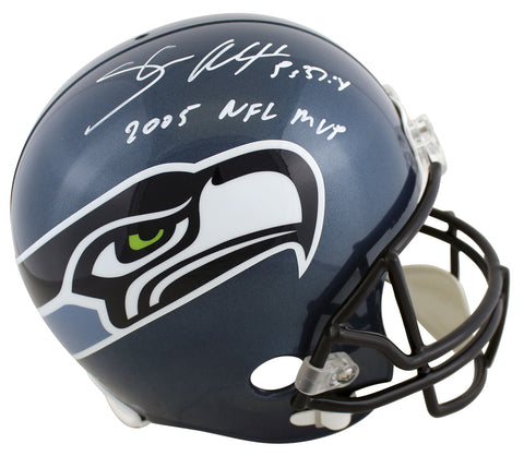 Seahawks Shaun Alexander 2005 NFL MVP Signed 02-11 TB Full Size Rep Helmet BAS W