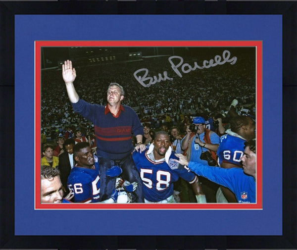 Frmd Bill Parcells NY Giants Signed 8" x 10" Super Bowl Carry Off Photo