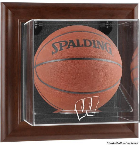 Wisconsin Badgers Brown Framed Wall-Mountable Basketball Display Case