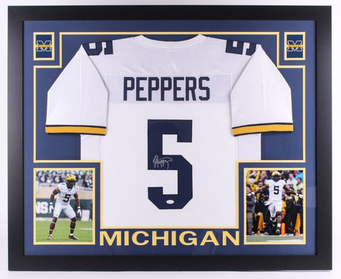 Jabrill Peppers Signed Michigan Wolverines 35x43 Custom Framed Jersey (JSA)