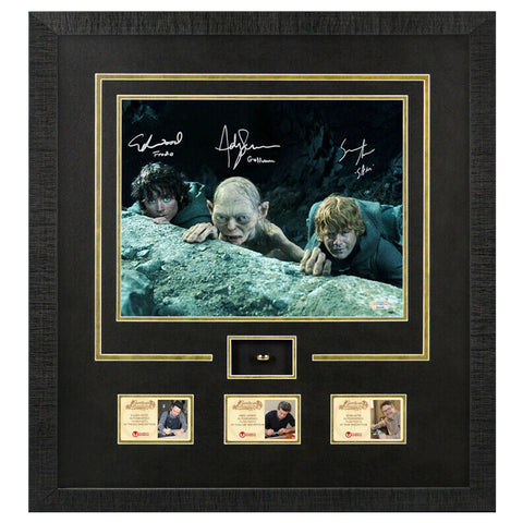 Elijah Wood, Andy Serkis, Astin Autographed Lord of the Rings 11x14 Framed Photo