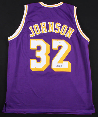 Magic Johnson Signed Los Angeles Lakers "Magic" Purple Jersey (Beckett COA)
