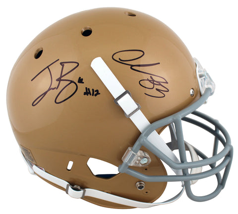 Notre Dame Ian Book & Chase Claypool Signed Schutt Full Size Rep Helmet BAS Wit