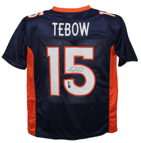 Tim Tebow Autographed/Signed Pro Style Blue XL Jersey Beckett 39143