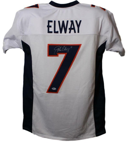 John Elway Autographed/Signed Denver Broncos Size XL White Jersey BAS 22888