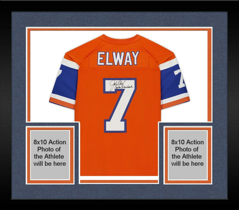 FRMD John Elway Broncos Signd Mitchell&Ness Rep Jersey w/"Captain Comeback"