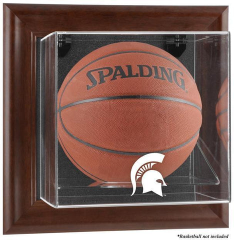 Michigan State Brown Framed Wall-Mountable Basketball Display Case