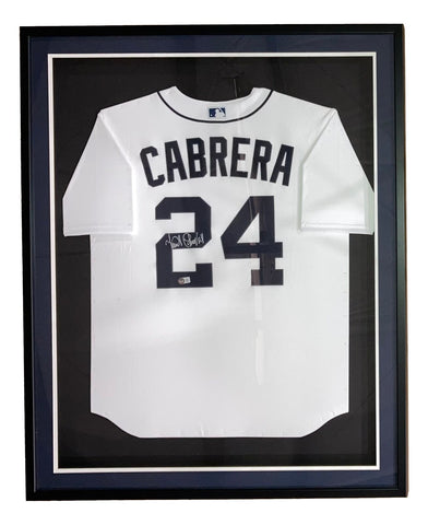 Miguel Cabrera Signed Framed Detroit Tigers White Nike Baseball Jersey BAS ITP