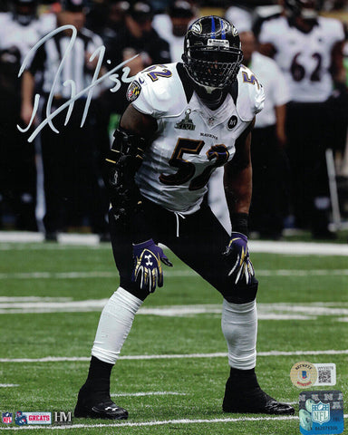 Ray Lewis Autographed/Signed Baltimore Ravens 8x10 Photo Beckett 28675
