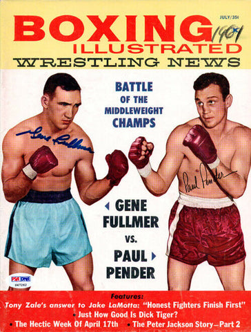 Gene Fullmer & Paul Pender Autographed Boxing Illustrated Cover PSA/DNA S47262