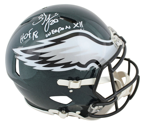 Eagles Brian Dawkins "HOF 18, Weapon X!" Signed F/S Speed Proline Helmet JSA