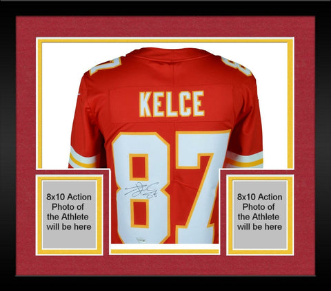 Framed Travis Kelce Kansas City Chiefs Autographed Red Nike Limited Jersey
