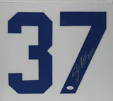 SHAUN ALEXANDER (Seahawks white SKYLINE) Signed Autographed Framed Jersey JSA