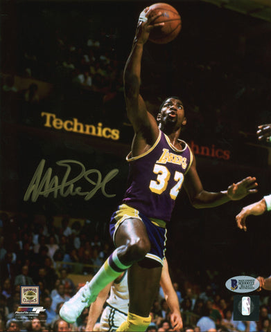 Lakers Magic Johnson Authentic Signed 8x10 Vertical Layup Photo BAS Witnessed