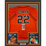 FRAMED Autographed/Signed JACK CLARK 33x42 San Francisco Orange Jersey JSA COA