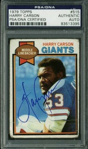 Giants Harry Carson Authentic Signed Card 1979 Topps #515 PSA/DNA Slabbed