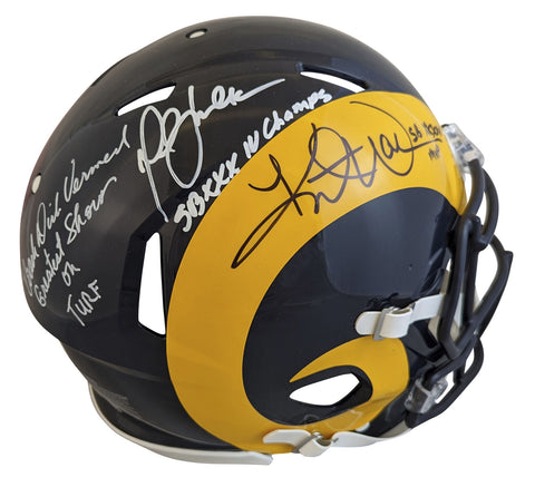 Rams (3) Warner, Faulk & Vermeil Signed 81-99 TB F/S Speed Proline Helmet BAS W