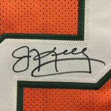 FRAMED Autographed/Signed JIM KELLY 33x42 Miami Orange College Jersey JSA COA