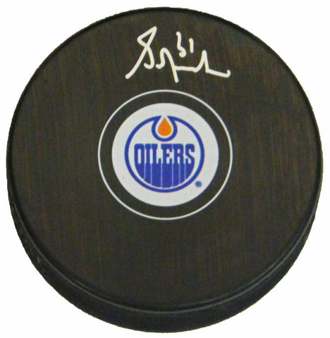 GRANT FUHR Signed Edmonton OILERS Logo Hockey Puck - SCHWARTZ