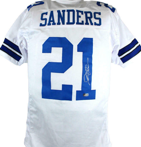 Deion Sanders Autographed White Pro Style Jersey - Beckett W Hologram *Silver