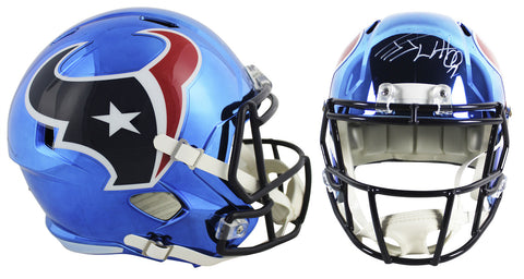 Texans J.J. Watt Authentic Signed Chrome Full Size Speed Rep Helmet JSA Witness