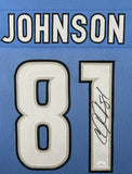 Calvin Johnson Signed 35x43 Framed Detroit Lions Jersey (JSA COA) Megatron W.R