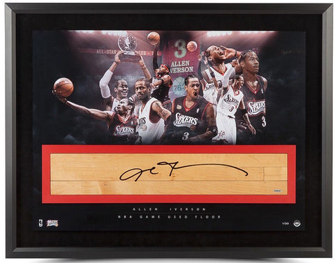 ALLEN IVERSON Signed Framed The Question "Game Used" Floor Collage UDA LE 30