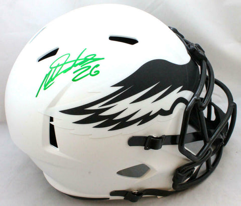 Miles Sanders Autographed Eagles F/S Lunar Speed Helmet - JSA W Auth *Green