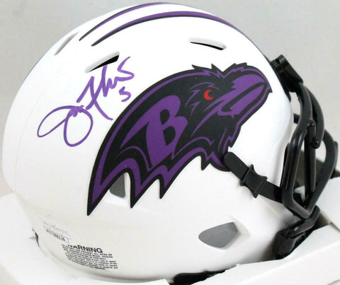 Joe Flacco Autographed Baltimore Ravens Lunar Mini Helmet- JSA W *Purple