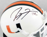 Ray Lewis Autographed Miami Hurricanes Schutt Mini Helmet- Beckett Auth *Black