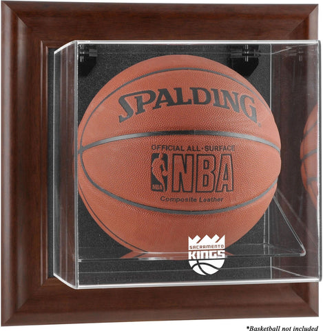 Kings Brown Framed Wall-Mounted Team Logo Basketball Display Case