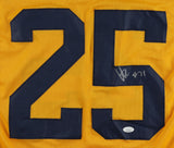 Hassan Haskins Signed Michigan Wolverines Throwback Jersey (JSA Holo) Senior. RB