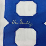 Framed Autographed/Signed Vin Scully 33x42 LA White Baseball Jersey PSA/DNA COA