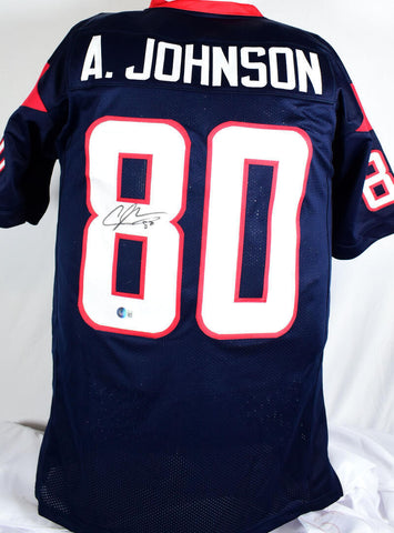 Andre Johnson Autographed Blue Pro Style Jersey- Beckett W Hologram *Black