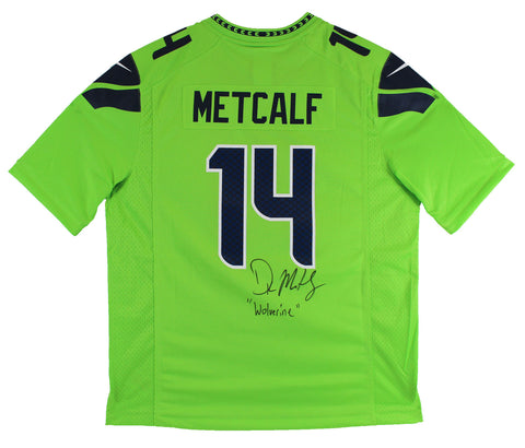 Seahawks D.K. Metcalf Authentic Signed Neon Green Nike Jersey BAS Witnessed