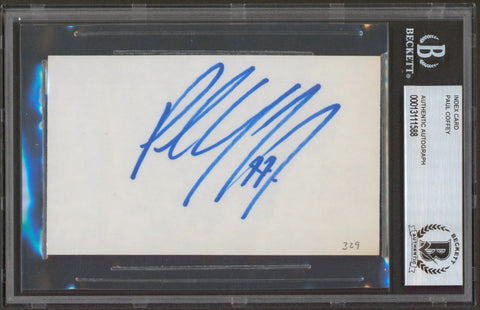 Red Wings Paul Coffey Authentic Signed 3x5 Index Card BAS Slabbed