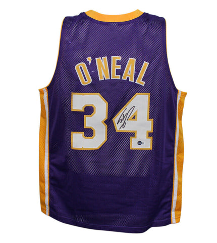 Shaquille O'Neal Autographed/Signed Pro Style Purple XL Jersey Beckett 37294