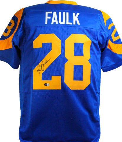Marshall Faulk Autographed Blue/Yellow Pro Style Jersey- Beckett W Hologram