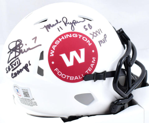 Joe Theismann Mark Rypien Signed WFT Speed Lunar Mini Helmet w/SB-Beckett W Holo