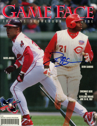 Deion Sanders Signed Cincinnati Reds 6/16/1997 Magazine vs Braves BAS 38798