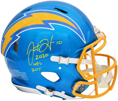 JUSTIN HERBERT AUTOGRAPHED CHARGERS FLASH FULL SIZE AUTH HELMET BECKETT 197096