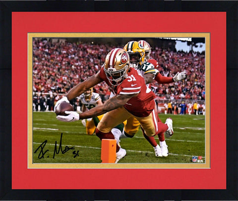 Frmd Raheem Mostert SF 49ers Signed 8" x 10" NFC Champship Diving TD Photo