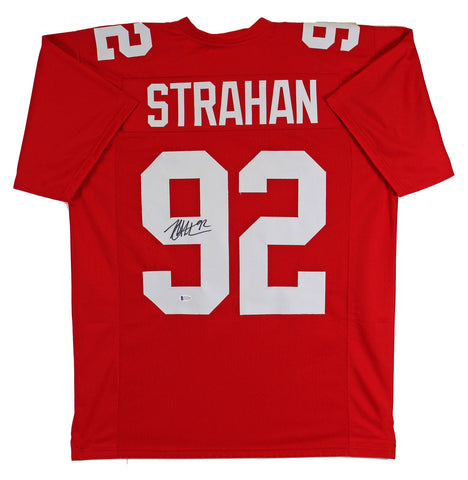 Michael Strahan Authentic Signed Red Pro Style Jersey Autographed BAS Witnessed